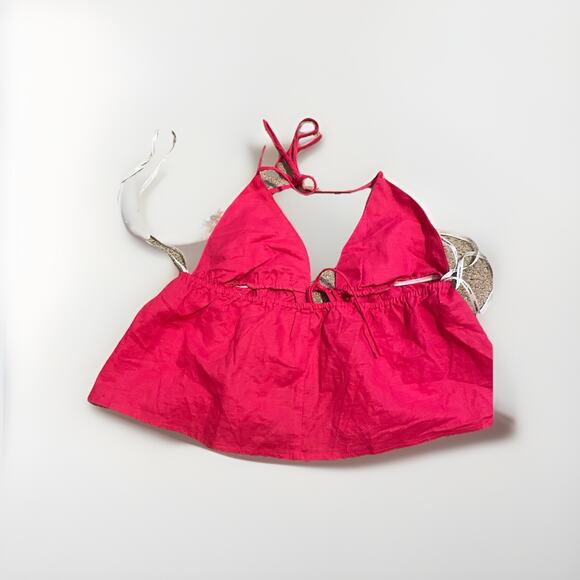 CHARLIE HOLIDAY SZ Medium Pink HALTER TOP NWT $70 - Picture 3 of 4